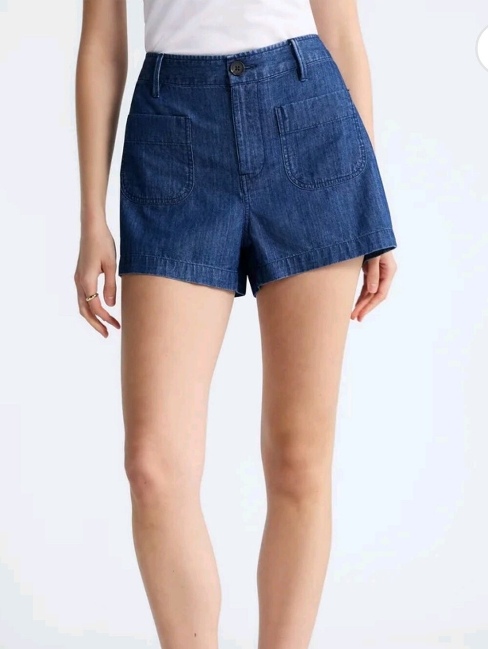 Free Assembly Women's High Rise Patch Pocket Denim Shorts, 3" Inseam